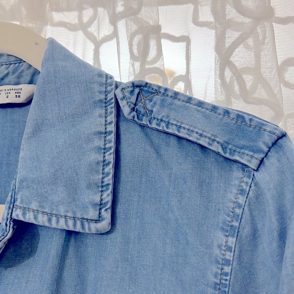 ZARA BASIC Denim Buttoned Blouse - Picture 6 of 6